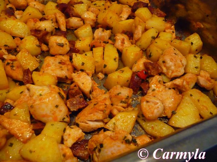 PATATAS CON POLLO Y CHORIZO preparación 1