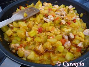 TIMBAL DE PISTO CON BONITO preparación