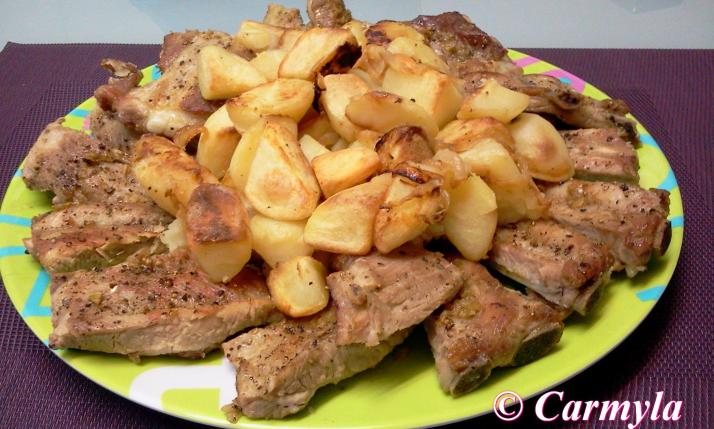 COSTILLA A LA PIMIENTA CON PATATAS 1