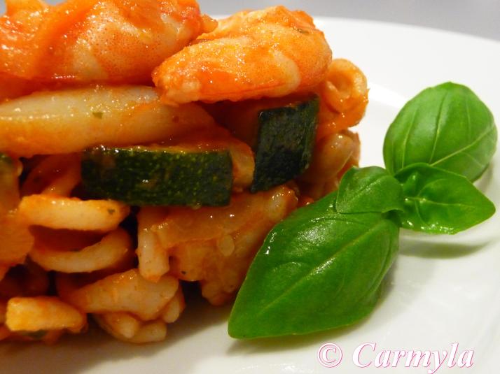 PASTA CON GAMBAS Y CALAMARES 1