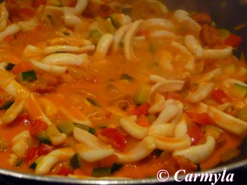 ESPIRALES CON CALAMAR Y CHORIZO prep 3