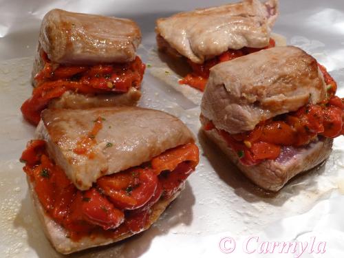 HOJALDRE DE LOMO CON PIMIENTOS Y BACON prep 5