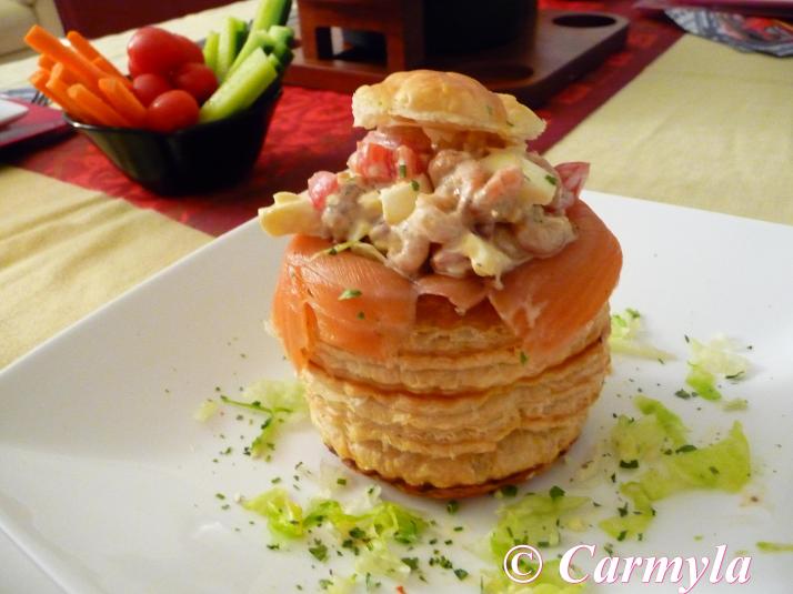 VOLOVÁN DE SALMÓN Y GAMBAS