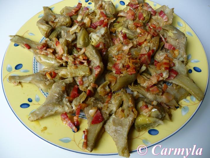 ALCACHOFAS CON BACON 1