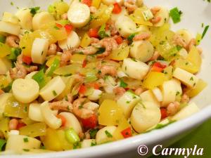 CEVICHE DE PAPAYA, PALMITO Y QUISQUILLAS prep