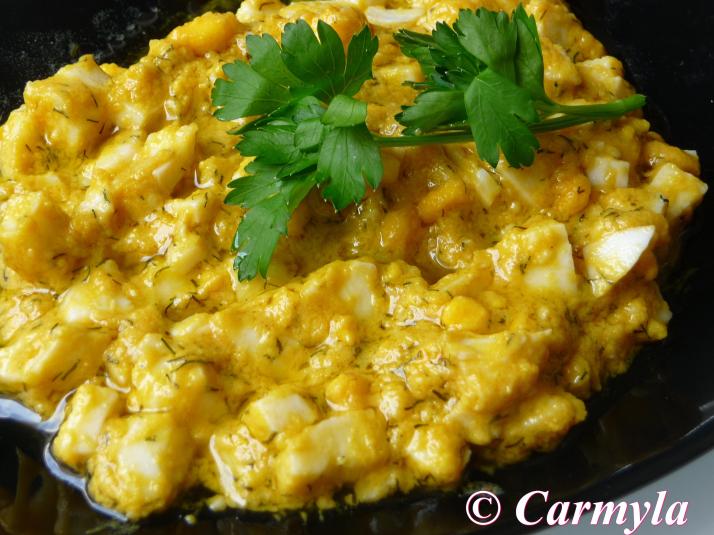 HUEVOS CON VINAGRETA A LA MIEL Y ENELDO 1