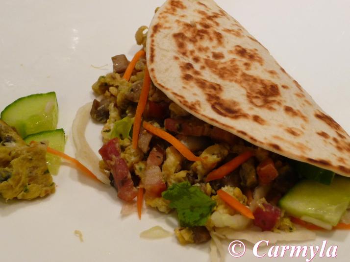 TACO DE REVUELTO DE CHAMPIÑONES Y BACON 2