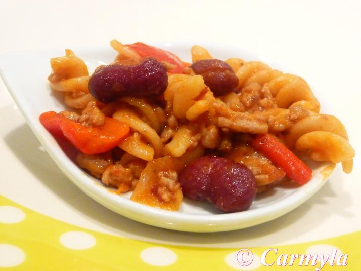 ESPIRALES CON CHILI CON CARNE tapa