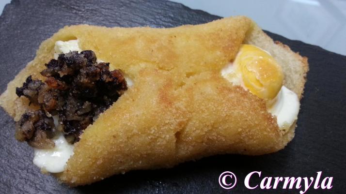 ROLLITOS DE MORCILLA DE BURGOS CON HUEVO FRITO 4