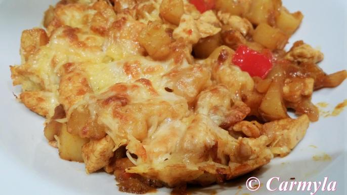 GRATINADO DE POLLO MORUNO CON PATATAS  2